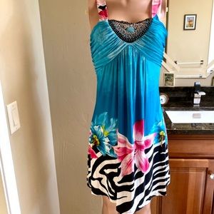 Floral & Zebra Print Sundress by Venus, size L